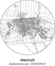 City Map Mexicali Mexico North America round Circle vector illustration