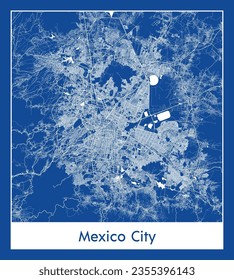 Mapa de la Ciudad de México Ciudad de México Ciudad de América del Norte impresión azul Circular ilustración vectorial