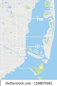 City Map Miami, Color Detailed Plan, Vector Illustration