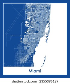 Mapa de la ciudad Miami Estados Unidos Norteamérica Impresión azul Circle vector ilustración