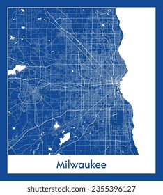 City Map Milwaukee United States North America blue print round Circle vector illustration