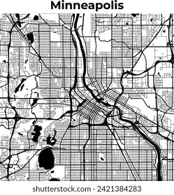City Map of Minneapolis, Cartography Map, Street Layout Map