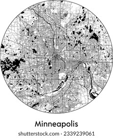 Mapa de la ciudad Minneapolis Estados Unidos Norteamérica ilustración de un vector Circle redondo