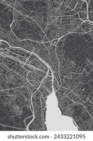 City map Zürich, monochrome detailed plan, vector illustration