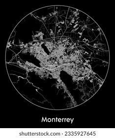 City Map Monterrey Mexico North America round Circle vector illustration