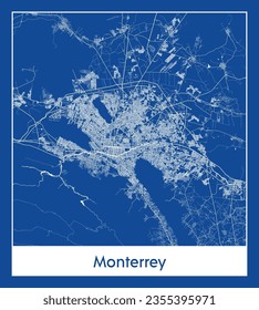City Map Monterrey Mexico North America blue print round Circle vector illustration