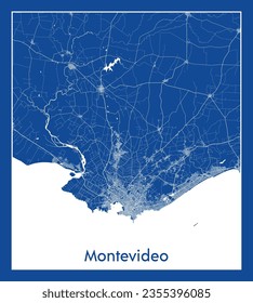 City Map Montevideo Uruguay South America blue print round Circle vector illustration