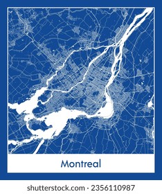 Mapa de la ciudad Montreal Canadá Norteamérica impresión azul Circular ilustración vectorial