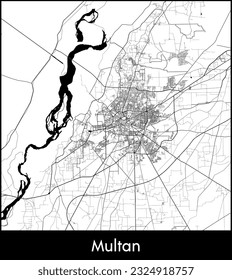 Mapa de la ciudad: ilustración vectorial de Pakistán en Asia