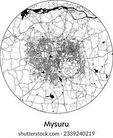 City Map Mysuru India Asia round Circle vector illustration