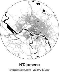 City Map N Djamena Chad Africa round Circle vector illustration