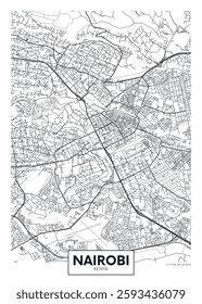 City map Nairobi, detailed urban planning travel vector poster design