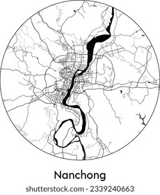 City Map Nanchong China Asia round Circle vector illustration