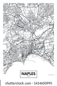 City map Naples, travel vector poster design