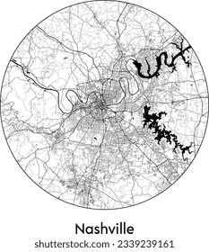 City Map Nashville United States North America round Circle vector illustration