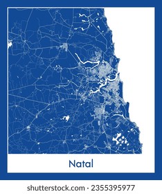 City Map Natal Brazil South America blue print round Circle vector illustration