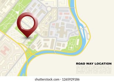 City map navigation banner, point marker background, simple vector drawing city plan GPS navigation, itinerary destination arrow paper city map banner. Route delivery check point infographic banner