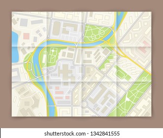 City map navigation banner, point marker background, simple vector drawing city plan GPS navigation, itinerary destination arrow paper city map banner. Route delivery check point infographic banner