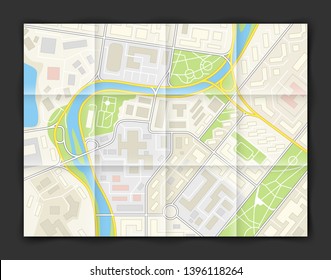 City map navigation banner, point marker background, simple vector drawing city plan GPS navigation, itinerary destination arrow paper city map banner. Route delivery check point infographic banner