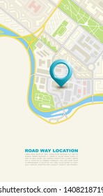 City map navigation banner, point marker background, simple vector drawing city plan GPS navigation, itinerary destination arrow paper city map banner. Route delivery check point infographic banner