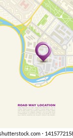 City map navigation banner, point marker background, simple vector drawing city plan GPS navigation, itinerary destination arrow paper city map banner. Route delivery check point infographic banner