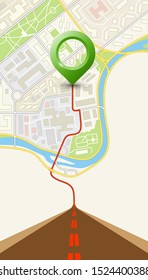 Banner de navegación del mapa de la ciudad, fondo del marcador de puntos, simple dibujo de la aplicación de la ciudad de la navegación GPS plan de la ciudad, flecha de destino itinerario de la ciudad banner de mapa de la ciudad. Banner informativo de punto de control de entrega de ruta