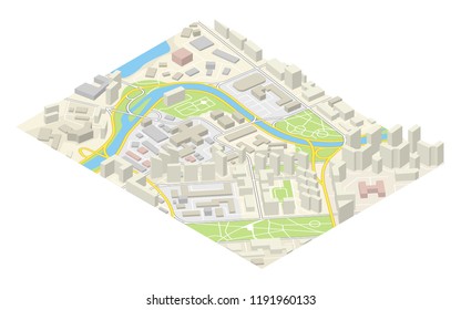 City map navigation, color paper design background, vector drawing schema, 3D simple city plan GPS navigation on paper city map. Route of delivery check point graphic