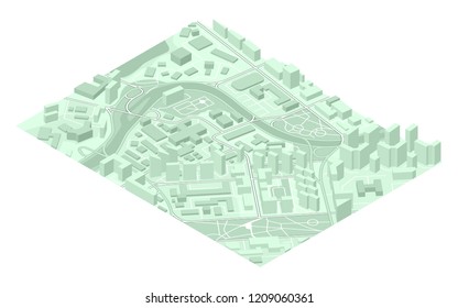 City map navigation, color paper design background, vector drawing schema, 3D simple city plan GPS navigation on paper city map. Route of delivery check point graphic