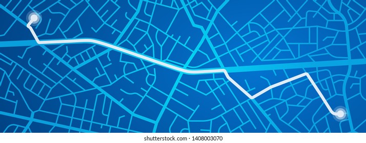 City map navigation. GPS navigator. Distance. Point marker icon. Top view, view from above. Abstract background. Cute simple design. Flat style vector illustration.