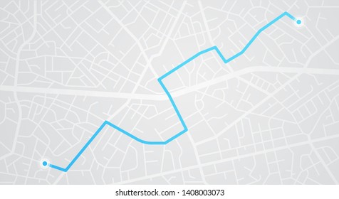 City map navigation. GPS navigator. Distance. Point marker icon. Top view, view from above. Abstract background. Cute simple design. Flat style vector illustration.