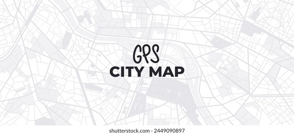 City map navigation. GPS navigator. Point marker icon. Top view, view from above. Abstract background. Simple realistic map design. Landscape with river. Flat style vector illustration.