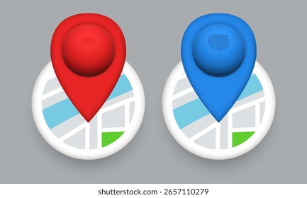 Mapa de la ciudad. Icono de navegación. Ilustración vectorial aislada sobre fondo gris.