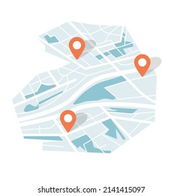City map with navigation icons