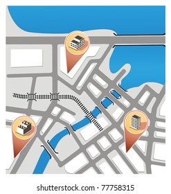 City Map with navigation icons.
