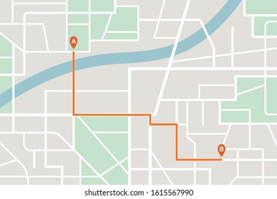 City map navigation route. Finding the way concept. Vector illustration.