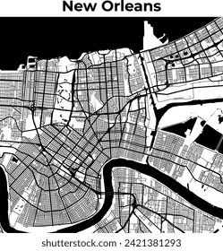 City Map of New Orleans, Cartography Map, Street Layout Map