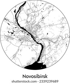 City Map Novosibirsk Russia Asia round Circle vector illustration