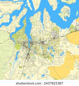 City map of Olympia, Washington, USA