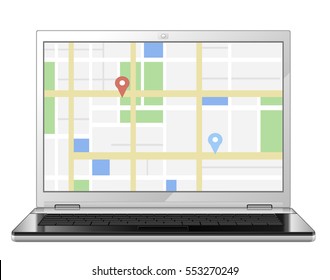 City Map On the Computer Screen