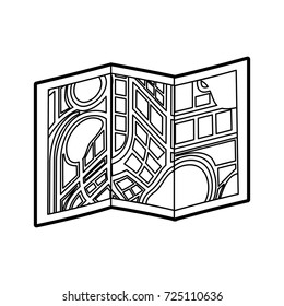 city map on folded paper cartography destination navegator