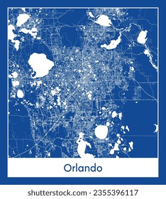 Mapa de la ciudad Orlando Estados Unidos Norteamérica impresión azul Circle vector ilustración