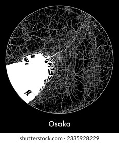 City Map Osaka Japan Asia round Circle vector illustration
