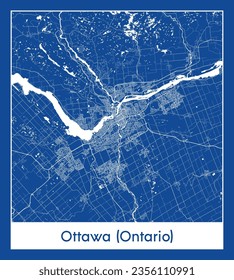 Mapa de la ciudad Ottawa Ontario Canadá Norteamérica Impresión azul Circle vector ilustración