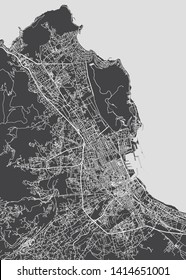 City map Palermo, monochrome detailed plan, vector illustration