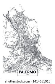 City map Palermo, travel vector poster design