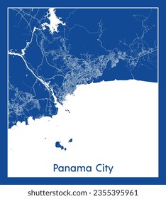 Mapa de la ciudad Panamá Ciudad Panamá Norteamérica impresión azul Circular ilustración vectorial