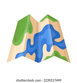 Mapa de la ciudad de la ilustración vectorial de papel. Dibujo de guía con itinerario para turistas aislados en fondo blanco. Navegación, viajes, concepto de turismo
