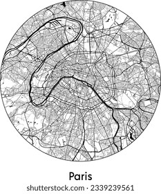 City Map Paris France Europe round Circle vector illustration