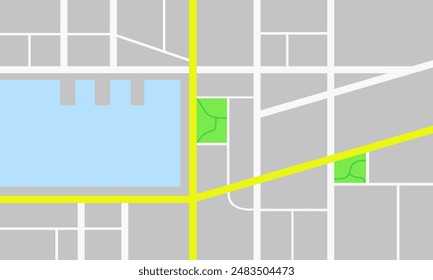 City map with park and bay