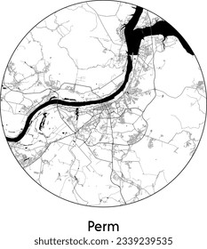 City Map Perm Russia Europe round Circle vector illustration